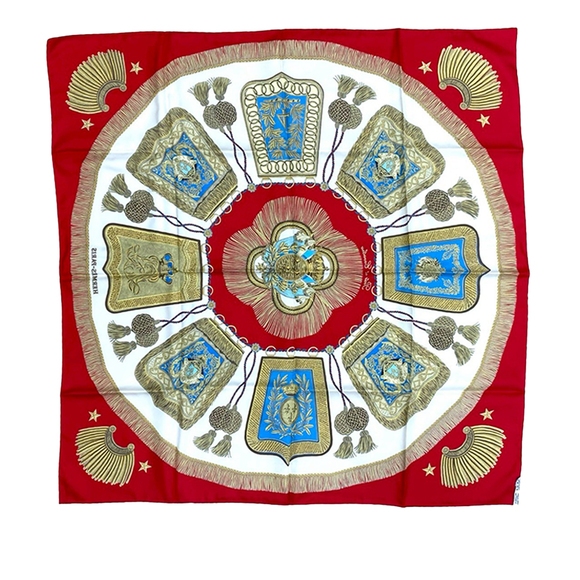 Pre-Loved Hermes Poste et Cavalerie Silk Scarf 90 - Picture 2 of 5